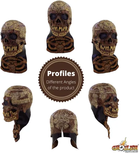 Vista 5 de Máscara de calavera azteca, Marrón