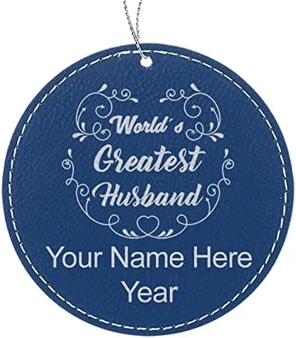 Vista 4 de LaserGram Personalized Christmas Ornament, World's Greatest Husband, Faux Leather, Custom Laser Engraved Gift Idea (Round Shape, Pink)