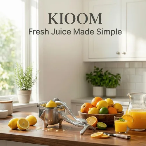 Vista 9 de Exprimidor manual - Exprimidor manual de frutas para naranja, limón, lima y cítricos - Exprimidor de jugo de metal resistente con base antideslizante