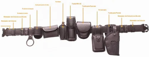 Vista 3 de Cinturón táctico de 10 en 1 para policía, equipo de seguridad, cinturón modular de aplicación de la ley con bolsillos Grande