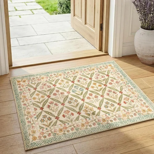 Vista 33 de jinchan Haden - Alfombra de entrada de 2 x 3 pulgadas, diseño floral vintage, lavable, suave, antideslizante, de pelo bajo, para puerta, cocina