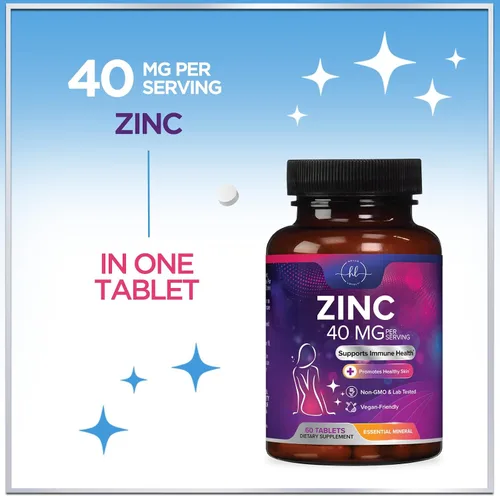 Vista 3 de Suplementos de zinc de 40 mg – Apoyo inmunológico de alta potencia y suplemento antioxidante – El mejor suplemento de zinc para la salud de la piel