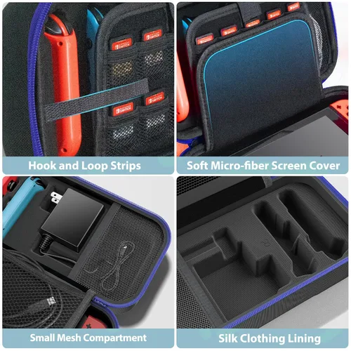 Vista 5 de Switch Carrying Case Compatible with Nintendo & OLED, Portable Switch Travel Carry Case Fit for Joy-Con and Adapter, Hard Shell Protective OLED