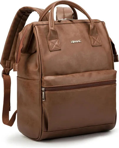 Vista 6 de Kinmac Mochila para laptop para mujeres y hombres, mochila de viaje de gran capacidad para computadora portátil de 15.6 pulgadas, Albaricoque