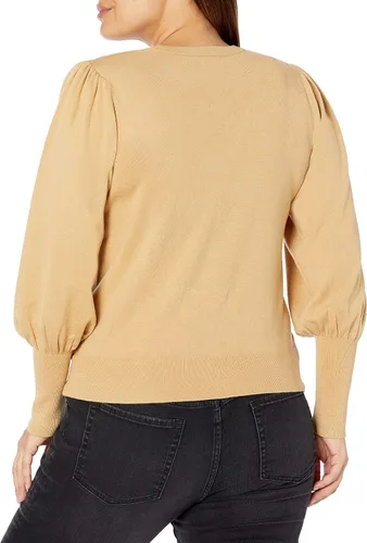 Vista 5 de The Drop Vivienne - Suéter de cuello redondo con hombros acolchados para mujer