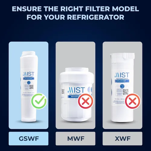 Vista 4 de Mist Filtro de agua GSWF de repuesto compatible con modelos GE: GSWFDS, 100749-C, 100810/A, 238C2334P001, Kenmore 46-9914, 1 paquete - Mist