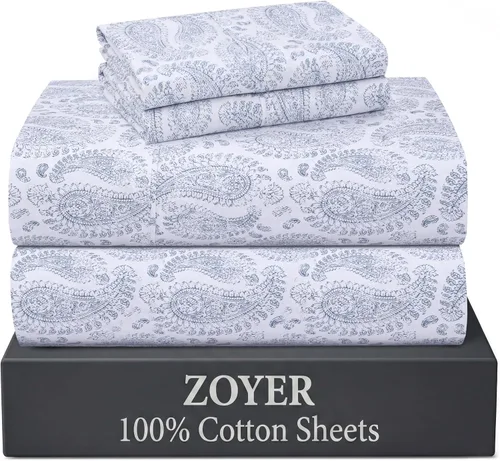 Vista 28 de ZOYER Sábanas de 100 % algodón percal tamaño individual, refrescantes y transpirables, duraderas, con una sensación nítida, suave y cómoda, bolsillo
