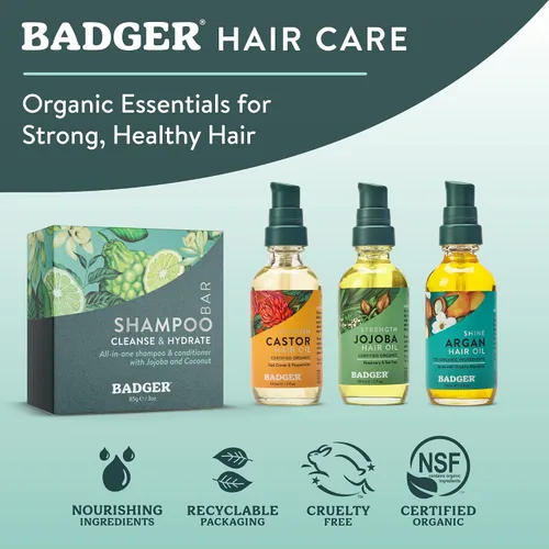 Vista 4 de Badger - Barra de champú acondicionador de jojoba y baobab, barra capilar vegana natural, 3 oz