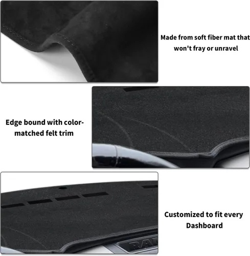Vista 5 de POSAID Alfombrilla para salpicadero para Dodge Ram 1500 2500 3500, funda protectora personalizada para salpicadero Dodge Ram, Negro, 2010-2018