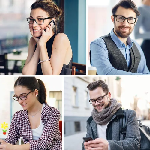 Vista 3 de Przene Gafas de lectura para hombres y mujeres, con bloqueo de luz azul, bisagras de resorte, paquete de estilo ligero