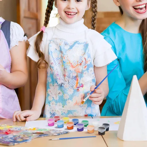 Vista 5 de Paquete de 25 mini pintura acrílica, 350 piezas de kit de pintura para niños, tiras de almacenamiento de tiras de 12 colores, tiras de pinturas