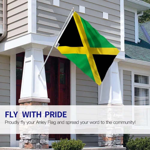 Vista 2 de Anley Fly Breeze - Bandera de Jamaica de 3 x 5 pies, color vivo y a prueba de decoloración, cabecera de lona y doble costura, banderas nacionales