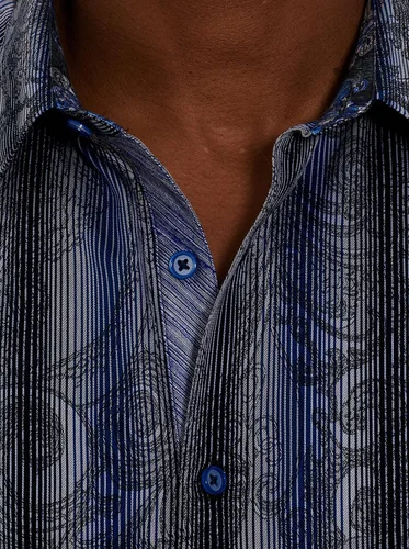 Vista 2 de Robert Graham Camisa tejida de manga larga de la Vía Láctea para hombre