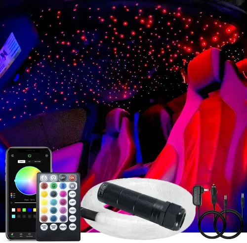 Vista 15 de AKEPO Kit de luces de fibra óptica 3 en 1 con control de aplicación, luz de estrella, estrella fugaz+sincronización de música activada debajo
