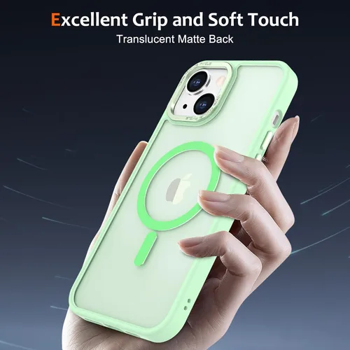 Vista 380 de Anuck - Funda magnética para iPhone 11 compatible con MagSafe, carcasa trasera mate translúcida dura, borde de TPU, delgada, resistente a impactos
