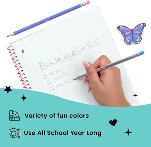 Vista 5 de Yoobi Essentials Bundle – Cuadernos y lápices de composición con rayas universitarias, paquete de 3 materias, 150 páginas, cuadernos perforados de 3
