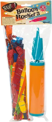 Vista 8 de Toysmith - ¡Neato! Globos tipo cohete, juguete Oval Inflatable Launchers, Sky Race Play, Kids Activity, Favor Refills, Group Games, Bright