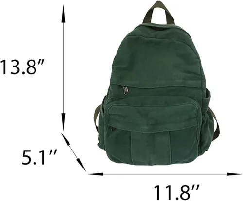 Vista 7 de Mochila de lona bohemia para la escuela, mochila universitaria vintage para mujer, diseño de hadas, grunge, estética, hippie, Y2K, Verde, Moderno