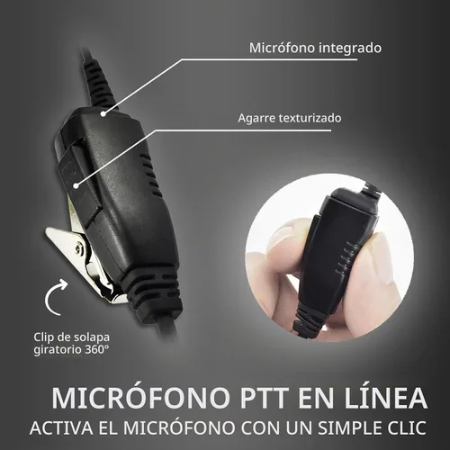 Vista 6 de PROMAXPOWER Auricular giratorio PTT de dos vías con forma de C de 1 cable para Motorola CP88, CP100, CP185, CP200D, CLS1110, CLS1410, RDM2070d