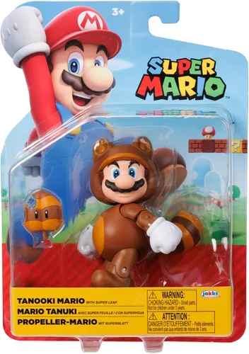 Vista 6 de Super Mario Figuras de acción de 4" Tanooki Mario con hoja