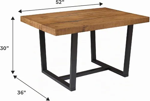 Vista 3 de Walker Edison mesa de comedor rectangular para 6 personas, de madera desgastada, de estilo moderno y campestre, 52 pulgadas, roble rústico