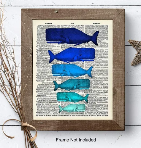 Vista 7 de Blue Whales - Impresión artística de diccionario sin marco, ideal para pescadores, hermosa decoración para el hogar, regalo asequible, listo