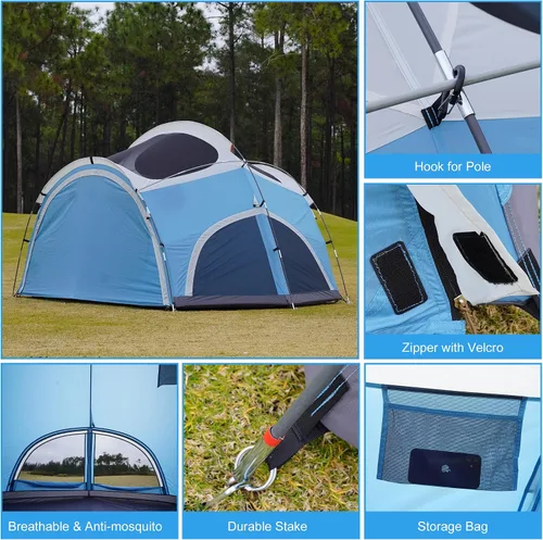 Vista 8 de Vidalido Tienda de campaña para 3 a 4 personas con 2 puertas de malla grandes, 4 ventanas de malla, tienda familiar de doble capa, impermeable