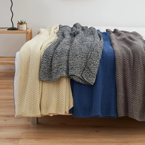 Vista 5 de Longhui bedding - Manta de punto negra para sofá, suave, acogedora, lavable a máquina, 100% algodón, manta de sofá, pesada, de 2.5 libras, bolsa