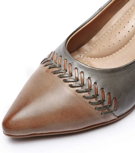 Vista 4 de Mona flying Zapatos de tacón de cuero para mujer, elegantes, clásicos, cómodos, elegantes, hechos a mano