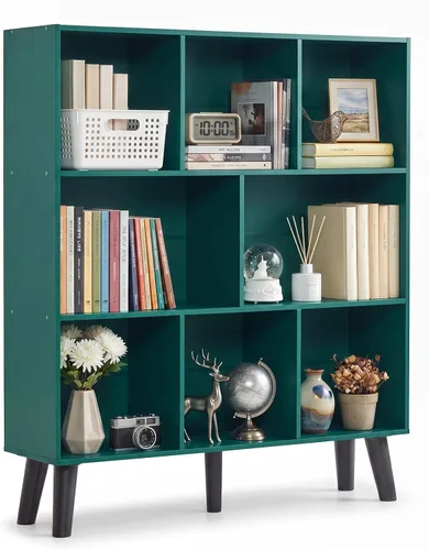 Vista 27 de YAHARBO Estantería de 2 cubos, soporte para tocadiscos negro con almacenamiento de vinilo de hasta 100 álbumes, estante horizontal para libros
