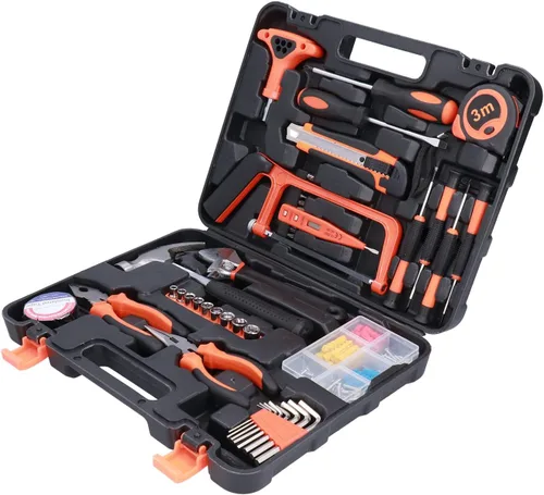 Vista 9 de FIXMAN - Kit de herramientas profesionales para el hogar, juego completo de herramientas manuales de reparación con caja de almacenamiento