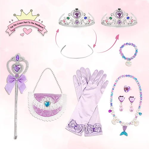 Vista 3 de kidzkube Vestido de princesa para niñas, ropa de capa de princesa con corona, vestidos de princesa para niña de 3 a 8 años, regalo de cumpleaños