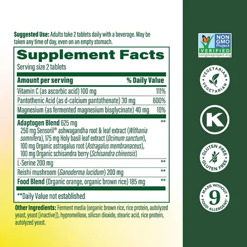 Vista 2 de MegaFood Fuerza suprarrenal - Suplementos de apoyo suprarrenal con ashwagandha y glicinato de magnesio, vitamina C, albahaca sagrada, astrágalo