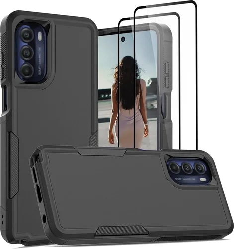 Vista 41 de Jeylly para Moto G Stylus 5G 2021 Funda con [2 Pack] Protector de Pantalla de Vidrio Templado, Protección Grado Militar Anti-Arañazos, Funda A