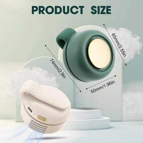 Vista 2 de enterlent Mini ventilador eléctrico portátil silencioso sin aspas, mini ventilador de torbellino para ventilador de clip de cintura (3 velocidades)
