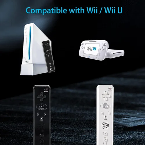Vista 3 de Wii Remote Controllers with Motion Plus and Wii Nunchucks, Remote Controller Compatible with Wii Wii U (Black) - 2 Packs