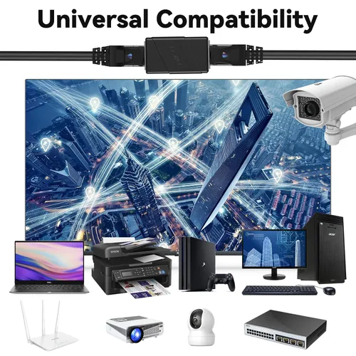 Vista 5 de Acoplador RJ45, paquete de 2 adaptadores Ethernet hembra a hembra, adaptador extensor de cable de conexión, modular recto de 8 pines, conectores