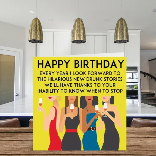 Vista 3 de Divertidas tarjetas de cumpleaños para mujer, Time At The Bar, tarjeta de feliz cumpleaños para compañera de trabajo, mejor amiga, prima, tía