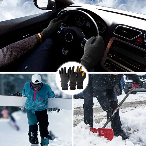 Vista 5 de OZERO Guantes de invierno -30 F de piel de ciervo a prueba de frío de piel de ciervo aislados, resistentes al agua, guantes térmicos para conducir