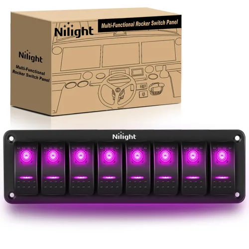 Vista 21 de Nilight Panel de Interruptores Basculantes de 2 Posiciones con Luz LED Naranja, 5 Pines On/Off, Interruptores Basculantes de Aluminio Precableados