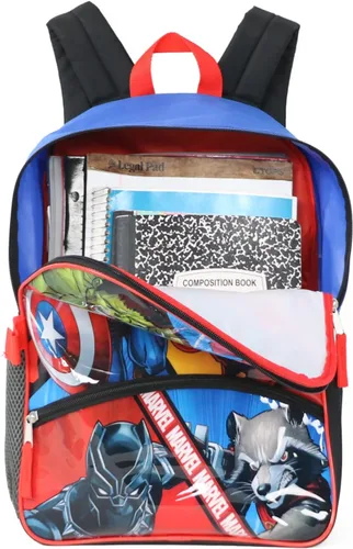 Vista 5 de Marvel Mochila Avengers con bolsa de almuerzo desmontable aislada (talla única, héroes)