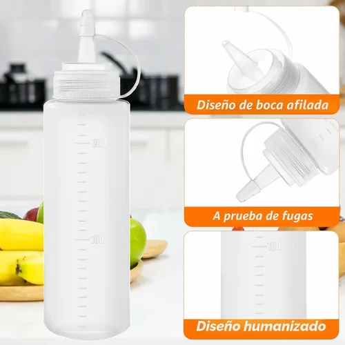 Vista 3 de Paquete de 12 botellas de plástico de 8 onzas líquidas multiusos para ketchup, condimentos, salsa barbacoa, aderezo, barbacoa, parrilla