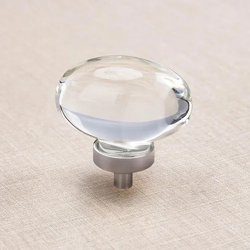 Vista 7 de Paquete de 4 pomos y tiradores de cristal para gabinetes, pomos ovalados de cristal para cajones de tocador, pomos de gabinete de cocina negro mate