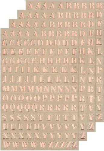 Vista 9 de MECCANIXITY 4 hojas de calcomanías de resina con letras pequeñas 3D de la A a la Z, color dorado, mini calcomanías del alfabeto, aleación metálica