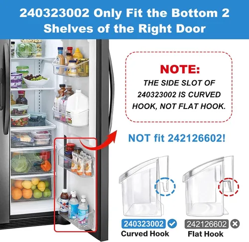 Vista 5 de MEJORADO Paquete de 2 240323002 Estante de Bandeja de Puerta de Refrigerador Compatible con Frigidaire y Kenmore los 2 Estantes Inferiores