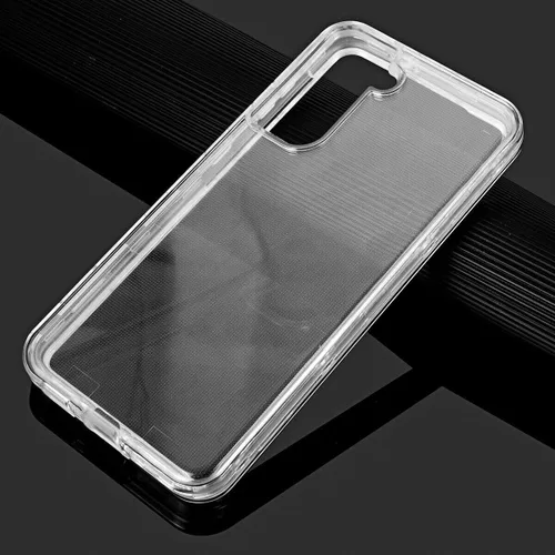 Vista 6 de KIOMY Funda transparente para Samsung Galaxy S21 FE 5G a prueba de golpes, carcasa rígida + parachoques de TPU flexible, 3 capas en 1 con 2 paquetes