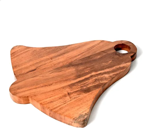 Vista 6 de Treen Art Tabla de cortar de madera de acacia para decoración de cocina, 14 pulgadas de largo x 13 pulgadas de ancho, tabla de cortar de madera