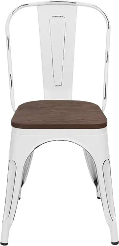 Vista 6 de Furmax Sillas de comedor de metal con asiento de madera, para uso en interiores y exteriores, apilables, elegantes, para comedor, bistró, cafetería