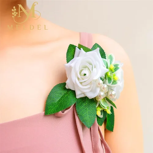 Vista 4 de Boutonnieres blancos marfil para hombres, 6 piezas, rosas 6 piezas Boutonnieres blanco #2