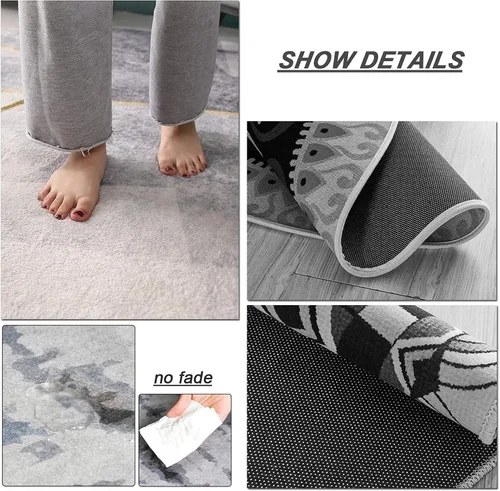 Vista 2 de Modern Area Rugs 80cm 100cm 120cm 140cm 160cm 180cm 200cm Round Carpet for Living Room Bedroom Home Floor Non-Slip Mats Soft Chair Mat